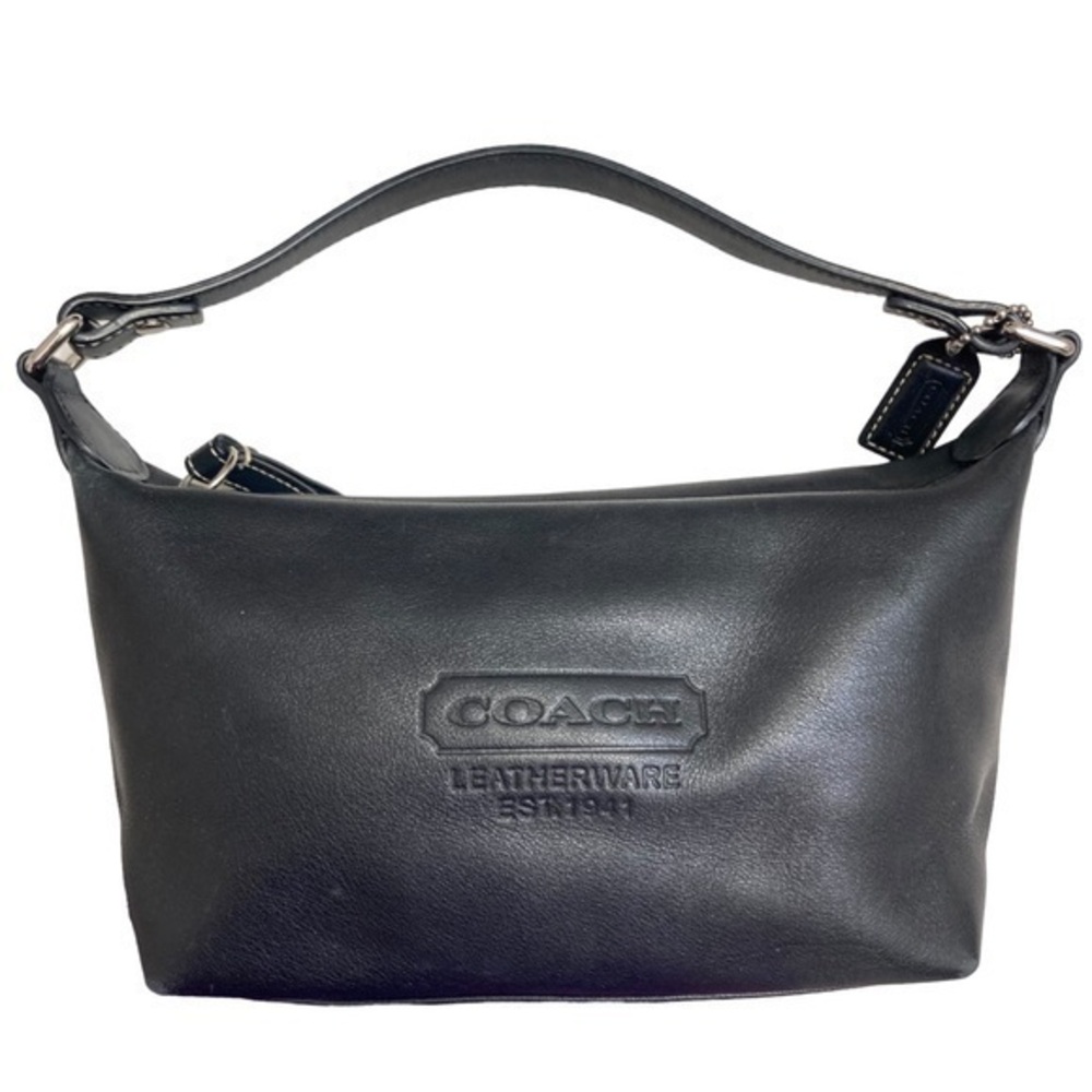 Coach vintage black logo embossed leather mini bag